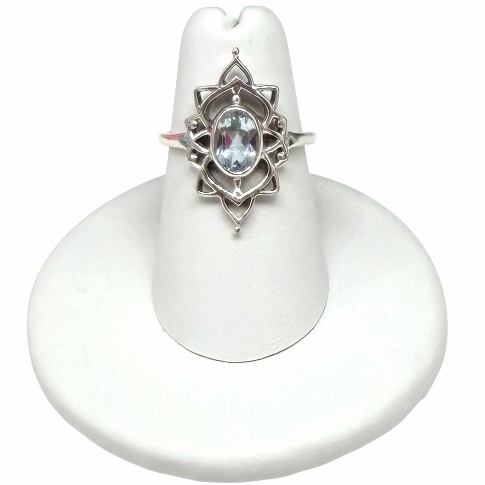 Blue Topaz Ring Size 6 Solid 925 Sterling Silver